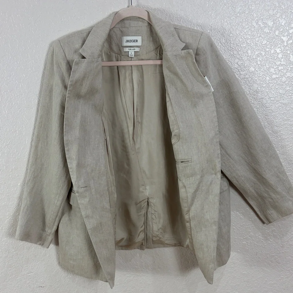 JAEGER Pure Linen ,Size 18,Women's ,Color Oatmeal,Blazer - Picture 10 of 17